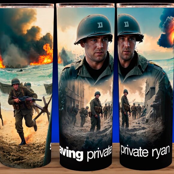 Saving Private Ryan  World War 2 Tom Hanks Painting Cup Mug Tumbler 20oz - Picture 1 of 3